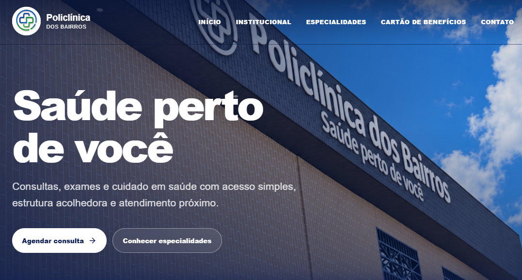 Página da Policlínica dos Bairros